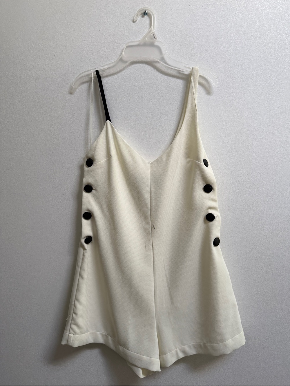 Zara Ivory Romper with Black Button Detail
